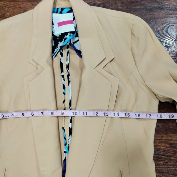 Tracy Reese Silk Long Sleeve Layered Office Business Career Blazer Tan Medium - Picture 10 of 11